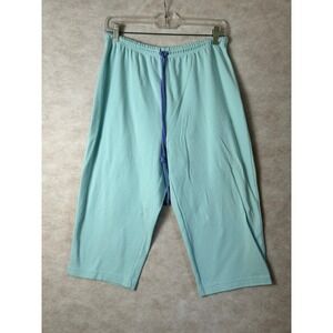 Sport Savvy Womens Aqua‎ Blue Cotton Cropped Sweatpants Capri Joggers Medium